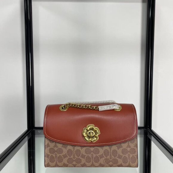 Coach Brown and Pink Signature Handbag - Picture 1 of 6